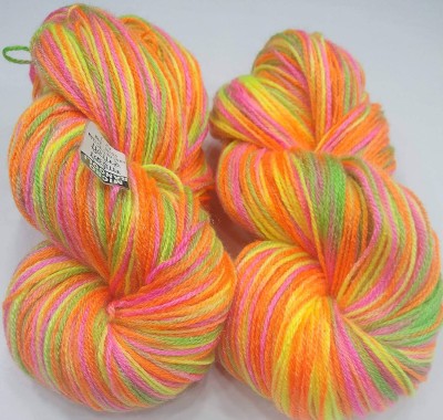 JEFFY Oswal Knitting Yarn Wool Multi Orange Pink Yellow Green 300gm. Woolen Crochet Yarn Thread. Wool Yarn for Knitting. Woolen Thread.