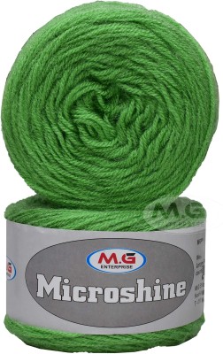 KNIT KING Microshine Apple Green (400 gm) Wool Hank Hand knitting wool / Art Craft soft fingering crochet hook yarn, needle knitting yarn thread dye R I SM-H SM-IA
