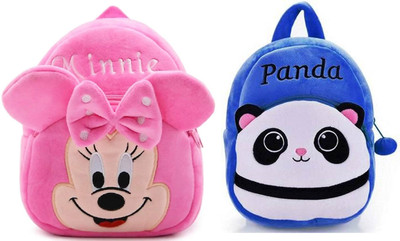 A Little Swag BM-Combo 1 Pink Minnie & 1 Blue Panda 12 L Backpack(Multicolor)