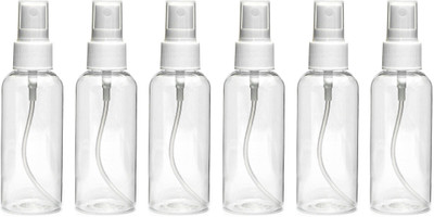 nsb herbals Transparent Plastic Empty Refillable Reusable Fine Mist Spray Bottle with Dust Cap 50 ml Bottle(Pack of 6, Clear, PET)