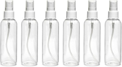 nsb herbals Transparent Plastic Empty Refillable Reusable Fine Mist Spray Bottle with Dust Cap 100 ml Spray Bottle(Pack of 6, Clear, PET)