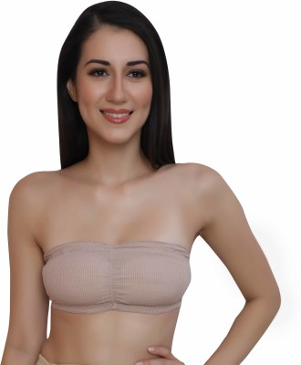 Glamoras Women Bandeau/Tube Lightly Padded Bra(Beige)