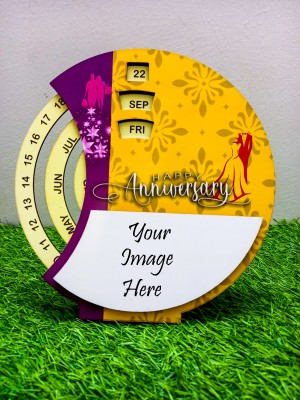 BUSINESS TALES Personalised Table or Desk Calendar Frame For Gift Perpetual Table Calendar(Yellow, Anniversary)