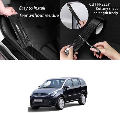 XZRTZ Automotive Door Entry Guard, Universal Car Door Sill Protector, 5D Carbon Fiber Paint Threshold Guard Rear Bumper Protector Film Anti-Collision Fits for Most Car (Black, 33Ft x 2.7In)X210 Door Sill Plate