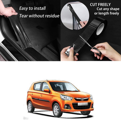 XZRTZ Automotive Door Entry Guard, Universal Car Door Sill Protector, 5D Carbon Fiber Paint Threshold Guard Rear Bumper Protector Film Anti-Collision Fits for Most Car (Black, 33Ft x 2.7In)X161 Door Sill Plate