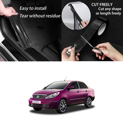 XZRTZ Automotive Door Entry Guard, Universal Car Door Sill Protector, 5D Carbon Fiber Paint Threshold Guard Rear Bumper Protector Film Anti-Collision Fits for Most Car (Black, 33Ft x 2.7In)X219 Door Sill Plate