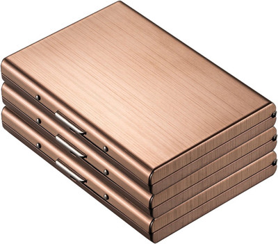 Flipkart SmartBuy Exclusive Rose Gold |Pack of 3| Water-Resistant Stainless Steel Case For Men & Women 6 Card Holder(Set of 3, Gold)
