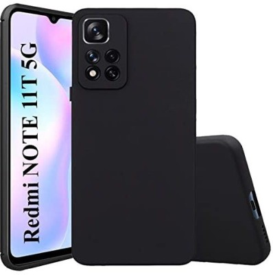 CaseWEB Back Cover for Redmi Note 11T 5G(Black, Matte Finish, Silicon, Pack of: 1)