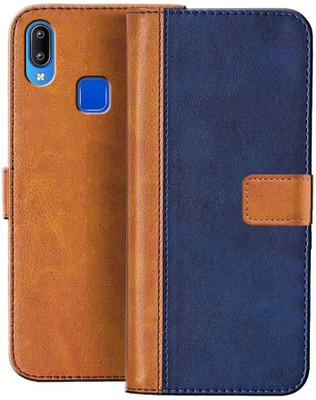 Urban India Flip Cover for Vivo Y95(Brown, Blue, Dual Protection, Pack of: 1)