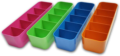 PILOT MART Multipurpose Plastic 5 Grid Socks Rack Storage Organizer Holder Drawer Divider(Plastic)
