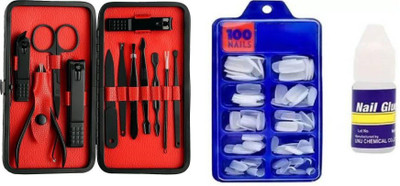 Lusty soul 12 in 1 Manicure Pedicure Kit with Nail Cutter, Scissors,Tweezers Knife, Ear Pick Eyebrow Utility Tools with Leather Case & 100 Pcs Reusable Acrylic False Nails With Nail Glue For Women's & Girls White (Pack of 100) Different Shape and Style White(3 Items in the set) Lusty soul 12 in 1 Manicure Pedicure Kit with Nail Cutter, Scissors,Tweezers Knife, Ear Pick Eyebrow Utility Tools with Leather Case & 100 Pcs Reusable Acrylic False Nails With Nail Glue For Women's & Girls White (Pack of 100) Different Shape and Style White(3 Items in the set)
