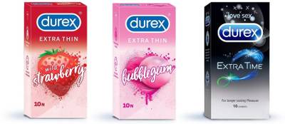DUREX Condom Pack of 3*10(Strawberry+Bubble+Time) Condom