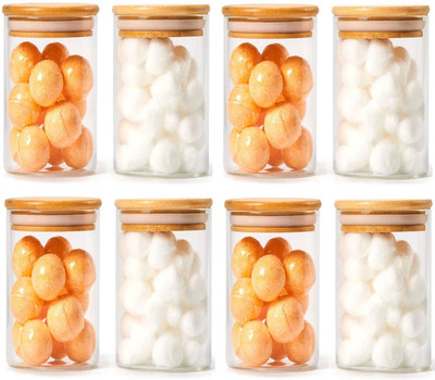 Sv Enterprise Glass Grocery Container  - 320 ml(Pack of 8, Clear)