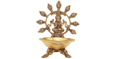 Kapil Steel Goddess Kamakshi/kamatchi Vilaku Devi Maa/Gaja Lakshmi Golden Brass Deepam/Oil Lamp/Deepak for Temple and Home décor Brass Table Diya(Height: 8 inch)