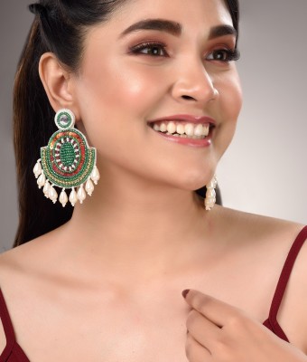 SARAF RS JEWELLERY Multicoloured Contemporary Dropdown Earrings Cubic Zirconia Brass Earring Set