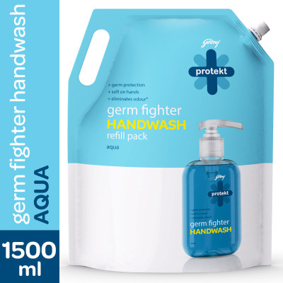 Godrej Protekt Germ Fighter Aqua Hand Wash Refill Pouch(1500 ml)