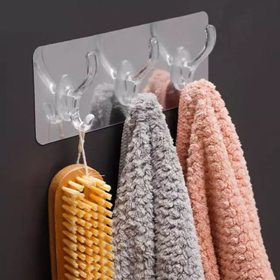 JASODANANDAN 3 in 1 Self Adhesive Wall Hooks, Heavy Duty Sticky Hooks for Hanging Hook Rail 1(Pack of 1)