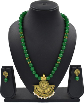 Sandhya Designer Studio Stone Green Jewellery Set(Pack of 1)