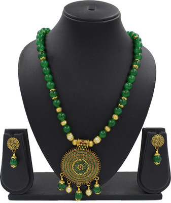 Sandhya Designer Studio Stone Green Jewellery Set(Pack of 1)