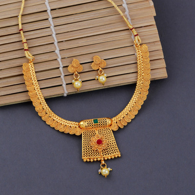 NM CREATION Alloy Gold Jewellery Set(Pack of 1)