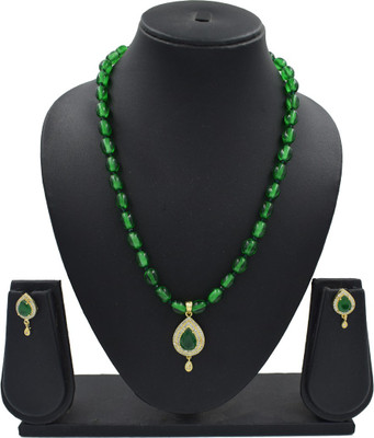 Sandhya Designer Studio Stone Green, Gold Jewellery Set(Pack of 1)