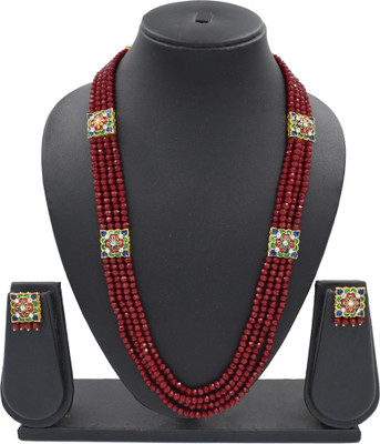 Sandhya Designer Studio Stone Red Jewellery Set(Pack of 1)