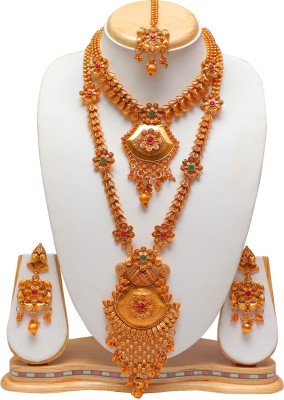 Swarajshop Copper Gold-plated Green, Maroon Jewellery Set(Pack of 1)