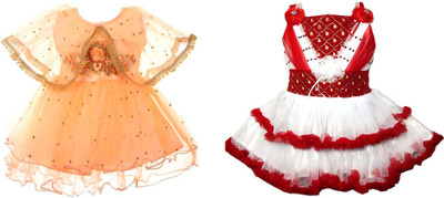 Stylish Collection Baby Girls Midi/Knee Length Festive/Wedding Dress(Multicolor, Sleeveless)