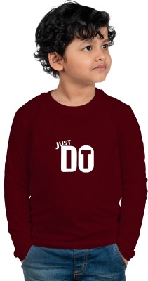 CHOMBOOKA Boys Printed Cotton Blend Regular T Shirt(Maroon, Pack of 1)