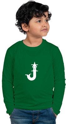 CHOMBOOKA Boys Printed Cotton Blend Regular T Shirt(Green, Pack of 1)