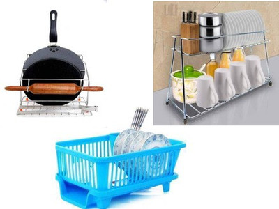 Value Adds Containers Kitchen Rack Steel, Plastic Present a combo pack of 3 In 1 Drain Basket with Utensil Holder And Tray Dish Drainer + Stainless Steel 2-Tier Spice Rack Container Organizer/Basket for Boxes Utensils Dishes Plates for Home and Kitchen & Stainless Steel 4 in 1 Chakla/ Belan / Tawa / Value Adds Containers Kitchen Rack Steel, Plastic Present a combo pack of 3 In 1 Drain Basket with Utensil Holder And Tray Dish Drainer + Stainless Steel 2-Tier Spice Rack Container Organizer/Basket for Boxes Utensils Dishes Plates for Home and Kitchen & Stainless Steel 4 in 1 Chakla/ Belan / Tawa /