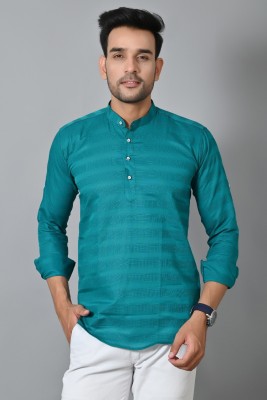 TARZON Men Striped Straight Kurta(Dark Green)