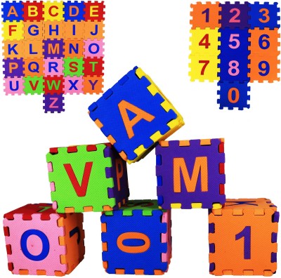 Aseenaa Foam Puzzle Blocks Mat Of 36 Pieces Toy For Kids | Educational Learning Game Of Alphabets And Numbers | Mini Puzzles Toys Mats For Childrens | Gift For Boys Girls And Baby Children And Toddlers | Multi Color(Multicolor)