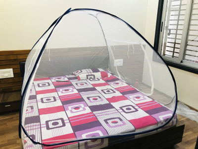 EVETIS Polyester Adults Washable DOUBLE BED/ KING SIZE BED/ QUEEN SIZE BED MOSQUITO NET TENT Mosquito Net(Navy Blue, Tent)