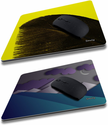qivee BLACK FURR COMBO (7) Mouse Pad Non-Slip Rubber Base Mouse pad for Laptop & Desktop Non Slip Base Mousepad(Yellow & Light Purple)