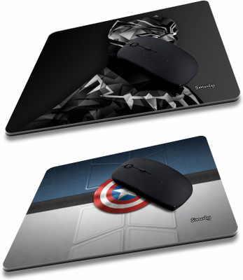 SMULY BLACK PANTHER COMBO & CAPTAIN SHEILD Non-Slip I Am Capable of Amazing Things, Motivational Quotes Printed Mouse Pad for Gaming Computer, Laptop, PC Mouse Pad (Multicolor) Non Slip Base Mousepad(Black Anf Blue)