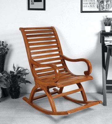 Artesia Teak Wood Rocking Chair For Living Room / Garden - Rosewood Finishing for adults/Grand parents Solid Wood 1 Seater Rocking Chairs(Finish Color - Natural, Pre-assembled)
