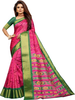 RHEY Printed Bhagalpuri Cotton Silk Saree(Pink)