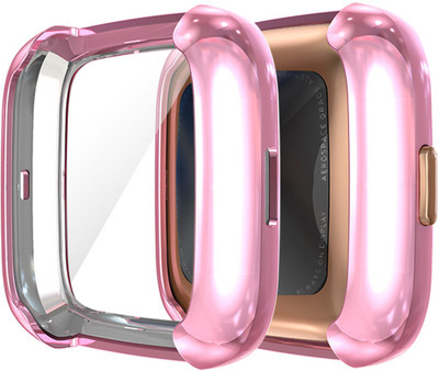 KAZUKI Front and Back Screen Guard for Soft TPU Front Protection Case Cover for Fitbit Versa 2 Smart Watch (Flexible|Silicone|Pink)(Pack of 1)