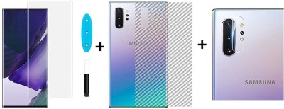 RAGRO Front and Back Tempered Glass for (UV) Curved Tempered Glass And Back Carbon Fiber Skin And Camera Tempered Glass (3 in 1) Combo For Samsung Galaxy Note 10 plus(Pack of 1)