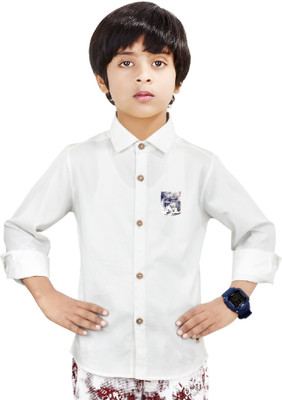 MADE IN THE SHADE Boys Solid Casual White Shirt