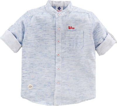 Tonyboy Baby Boys Self Design Casual Light Blue Shirt
