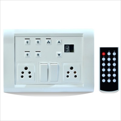 carolight technologies Remote Controlled Switch Board for 4 Lights and 1 Fan Smart Switch(Green, White)