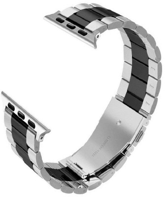 Spinzzy iWatch Series 7,6,5,4,3,2,1&SE Compatible For iWatch 41mm,40mm,38mm Metal Smart Watch Strap(Silver, Black)