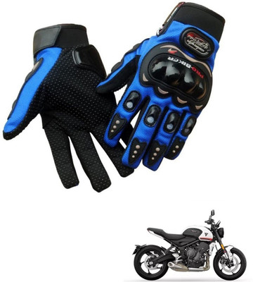 AuTO ADDiCT PRO BIKER GLOVES BLUE FOR TRIUMPH Trident Riding Gloves(Blue)