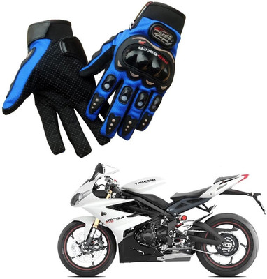 AuTO ADDiCT PRO BIKER GLOVES BLUE FOR TRIUMPH daytona_675 Riding Gloves(Blue)