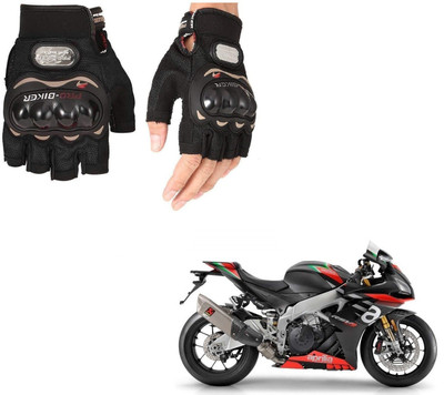 AuTO ADDiCT PRO BIKER HALF FINGERED GLOVES BLACK FOR APRILIA RSV4-Factory Riding Gloves(Black)