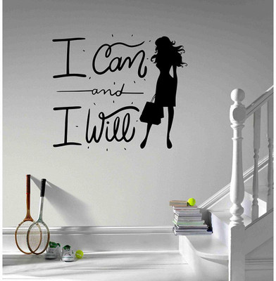 LYOMAN 59 cm I Can & I Will Wall Sticker for Home Non-Reusable Sticker(Pack of 1)