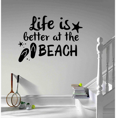 LYOMAN 59 cm Life is Better at The Beach Wall Sticker for Home Non-Reusable Sticker(Pack of 1)