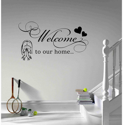 LYOMAN 59 cm Welcome to Our Home Wall Sticker for Home Non-Reusable Sticker(Pack of 1)
